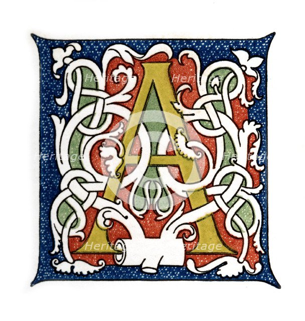 Initial letter 'A', (1843).Artist: Henry Shaw