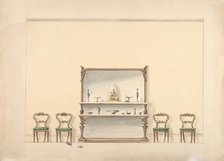 Design for a Mirrored, Marble-topped Sideboard and Four Chairs, early 19th century. Creator: Anon.