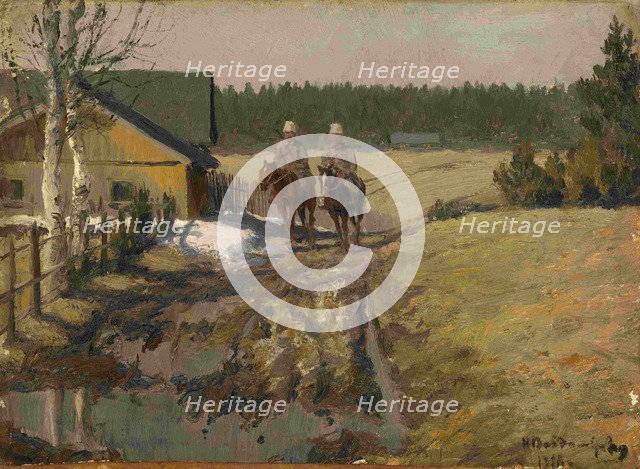 Cossacks on Horseback, 1916. Artist: Vladimirov, Ivan Alexeyevich (1869-1947)