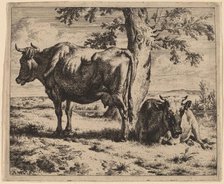 Two Cows under a Tree, c. 1670. Creator: Adriaen van de Velde.