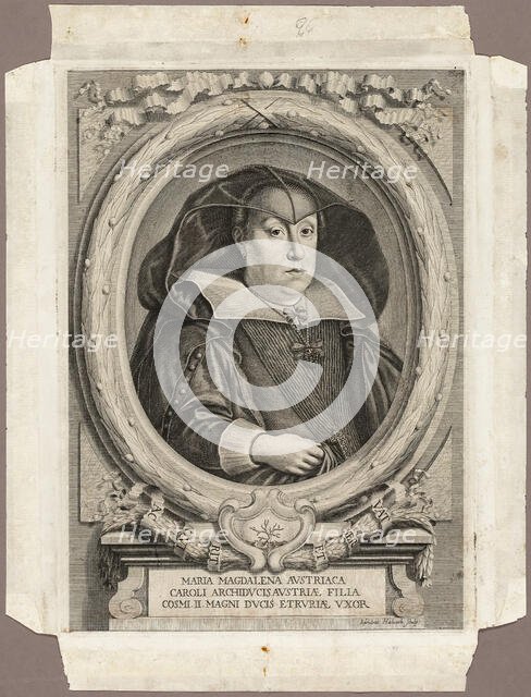 Maria Magdalena of Austria, 1666; published 1761. Creator: Adriaen Haelwegh.
