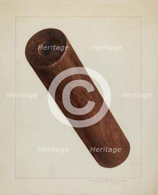 Printing Press Roller, c. 1938. Creator: Manuel G. Runyan.