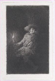 A Man in a Cave, 1842. Creator: Charles Emile Jacque.