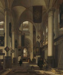 Interior of a Protestant Gothic Church with Motifs from the Oude and Nieuwe Kerk in..., 1660-1680. Creator: Emanuel de Witte.