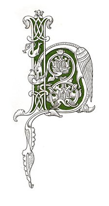 Initial letter 'H', 12th century, (1843).Artist: Henry Shaw