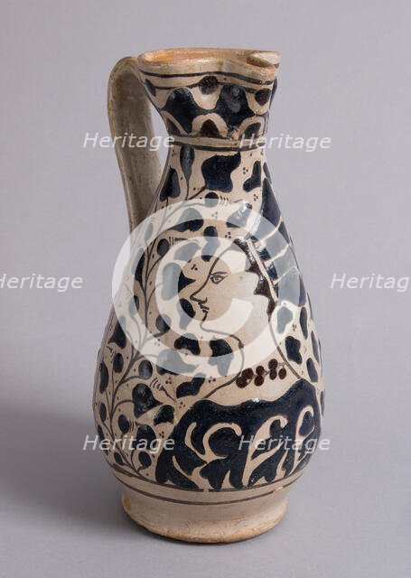 Jug with Finely-Dressed Woman, Central Italian, 1430s. Creator: Unknown.