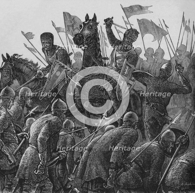 'The Bishop of Durham's Charge at Falkirk', 22 July 1298, (c1880). Artist: Unknown.