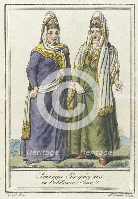 Costumes de Différents Pays, 'Femmes Européennes en Habillement Turc', c1797. Creators: Jacques Grasset de Saint-Sauveur, LF Labrousse.
