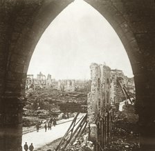 Ypres in ruins, Flanders, Belgium, c1914-c1918. Artist: Unknown.