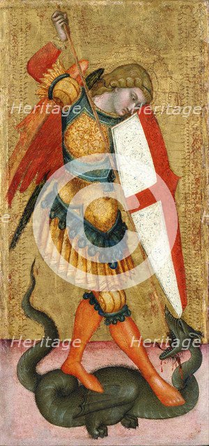 Saint Michael and the Dragon, 14th century. Artist: Anonymous  