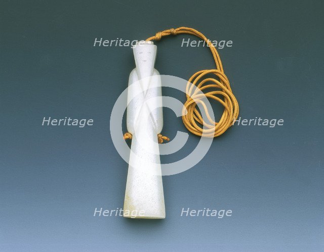 Jade bearded old man pendant, Western Han dynasty, China, 206 BC-8. Artist: Unknown