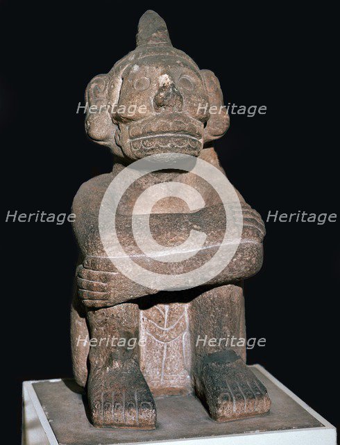 Pre-Columbian pottery statuette of the Mayan god Mictantecuan. Artist: Unknown