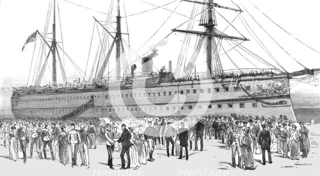 ''Arrival of the Seventeenth Lancers from India; The Regiment Disembarking from H.M. Troopship "Sera Creator: Unknown.