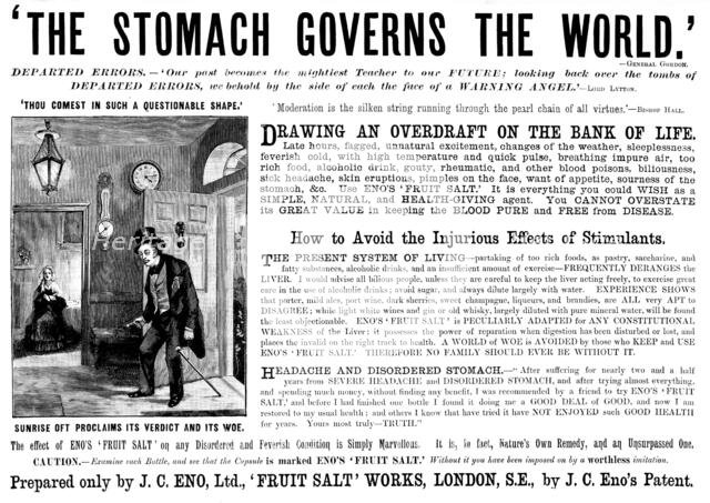 Advertisement for Eno's 'Fruit Salt', 1898. Creator: Unknown.