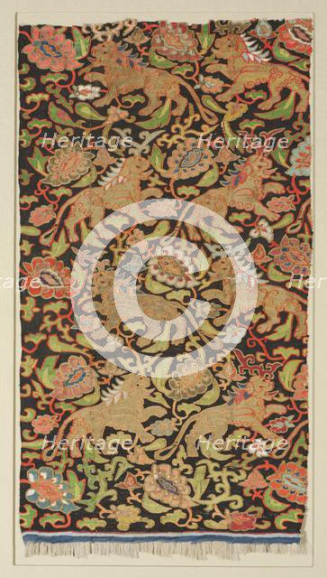 Tapestry with golden lions and palmettes, 1200s or earlier. Creator: Unknown.