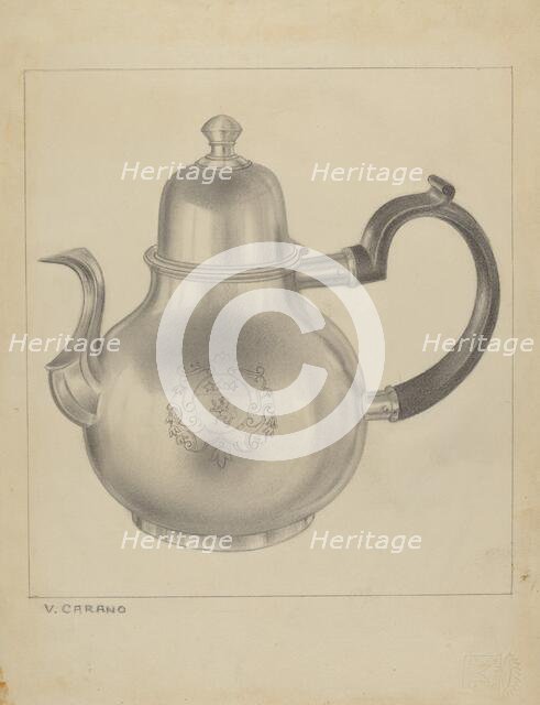 Silver Coffee Pot, c. 1937. Creator: Vincent Carano.