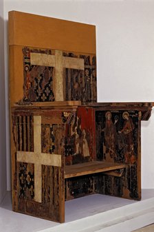 Prior chair of Princess Blanca of Aragon and Anjou, tempera on wood, 1233, from the Monastery of …