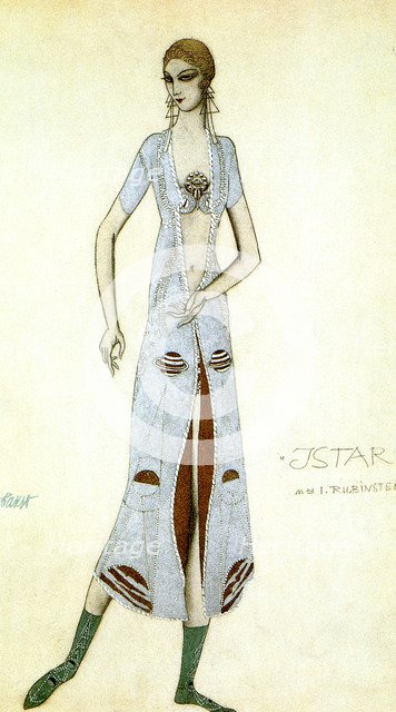 Costume design for Ida Rubinstein as Ishtar, 1924.  Artist: Leon Bakst
