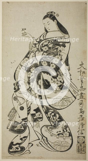 A Courtesan with Her Child Attendant, c. 1715. Creator: Torii Kiyonobu I.