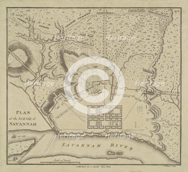 Plan of the Siege of Savannah, 1796. Creator: Charles Balthazar Julien Févret de Saint-Mémin.