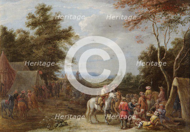 'An Encampment with Soldiers Playing Cards', c1660. Artist: Lambert de Hondt.