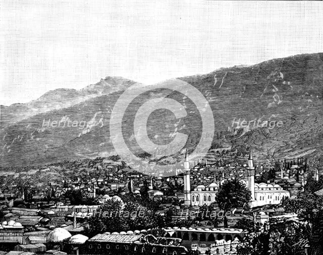 Broussa, in Asia Minor, the ancient Turkish capital: bird’s-eye view of Broussa, 1890. Creator: Unknown.