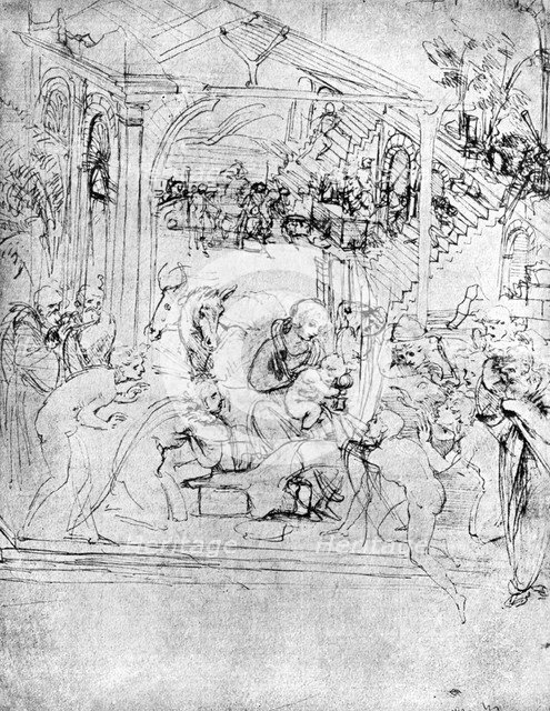 Study for 'The Adoration of the Magi', 15th century (1930).Artist: Leonardo da Vinci