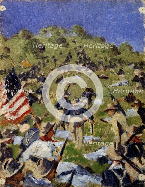 Charge of the Rough Riders at San Juan Hill in 1898, c. 1900. Artist: Vereshchagin, Vasili Vasilyevich (1842-1904)