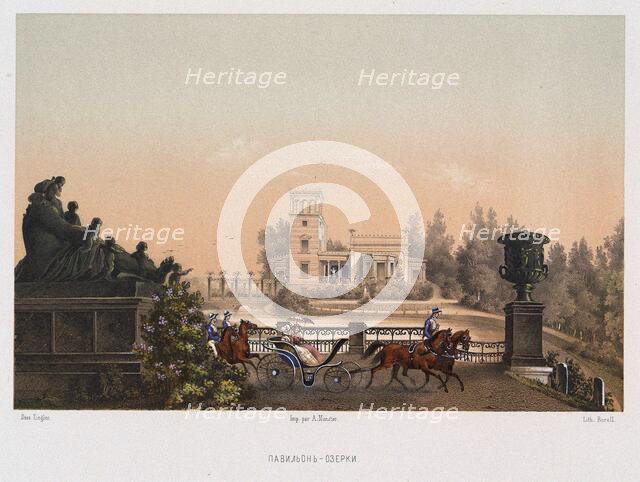 The Pink pavilion (Ozerki pavilion) in the Peterhof Park, 1853. Creator: Ziegler von Schaffhausen, Carl-Friedrich (1826-1906).
