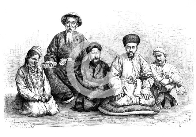 'Dungans and Taranchis, types and costumes', c1890. Artist: Unknown