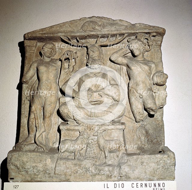 Cernunnos, Celtic horned god, Gallo-Roman relief, Reims, France. Artist: Unknown