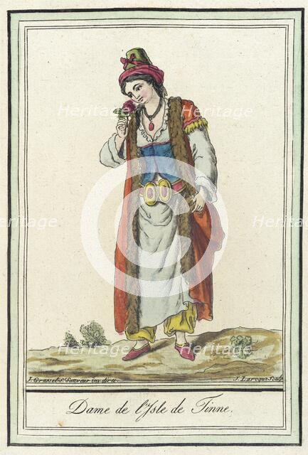 Costumes de Différents Pays, 'Dame de l'Isle de Tinne', c1797. Creator: Jacques Grasset de Saint-Sauveur.