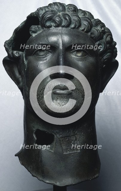 Bronze head of the Emperor Hadrian, Roman, (c122 AD?). Artist: Unknown