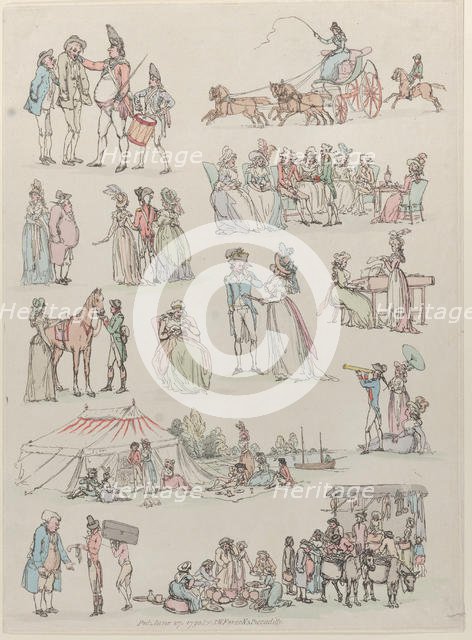 Plate 7, Outlines of Figures, Landscapes and Cattle...for the Use of Learners, Ju..., June 27, 1790. Creator: Thomas Rowlandson.