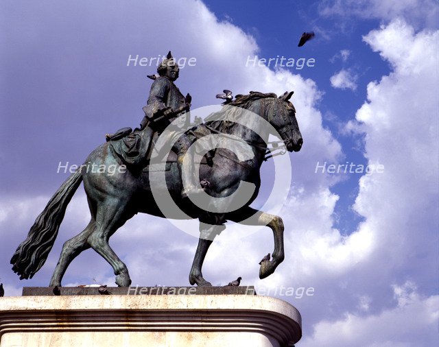 Equestrian statue in the Puerta del Sol in Madrid of Carlos III (1716-1788), King of Spain.