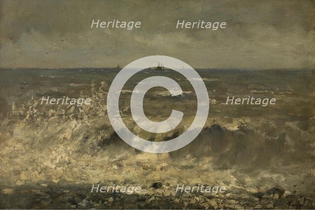 Turbulent Sea, mid-late 19th century. Creator: Alfred De Knyff.