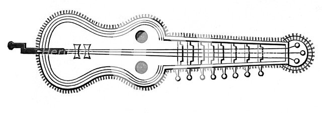 Organistrum, 9th century, (1870). Artist: Unknown