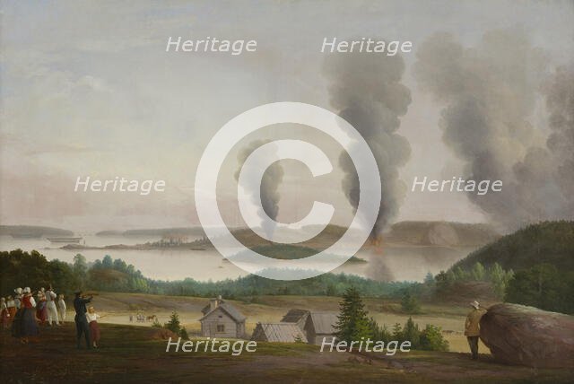 Ruotinssalmi is Burning, Scene from the Crimean War 1855, 1855-1856. Creator: Berndt Godenhjelm.