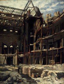 Vue intérieure de l'Opéra-Comique, depuis la scène, après l'incendie du 15 mai 1887, place Boieldieu Creator: Henri-Martin Vos.