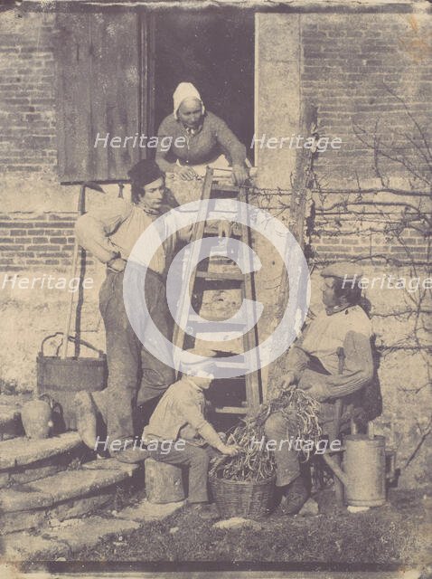 Shelling Beans, Argentelle, 1851. Creator: Baron Louis-Adolphe Humbert De Molard.