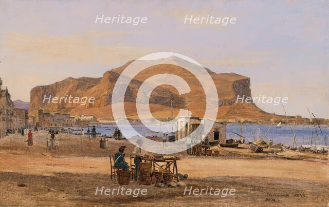 Palermo Harbor with a View of Monte Pellegrino, 1840. Creator: Martinus Rorbye.