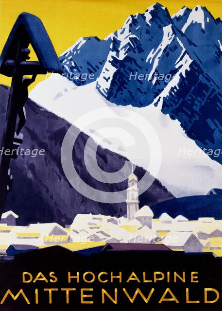 Das hochalpine Mittenwald, c. 1930. Creator: Hohlwein, Ludwig (1874-1949).