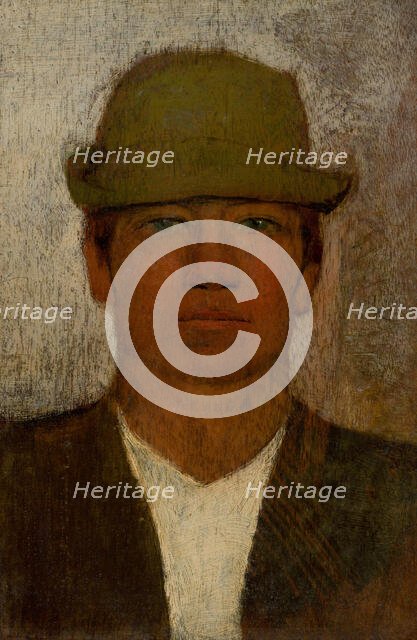 Head of Young Man in a Green Hat, 1890-1900. Creator: Ladislav Mednyanszky.