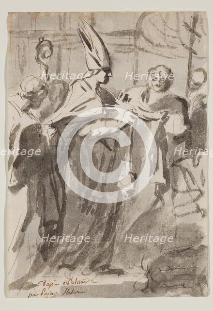 Religious Scene with Pope and Acolytes, c.between 1752 and 1756. Creator: Augustin Pajou.