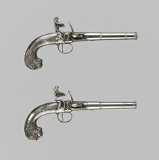 Pair of Flintlock Turn-Off Pistols, London, 1760/70. Creator: Unknown.