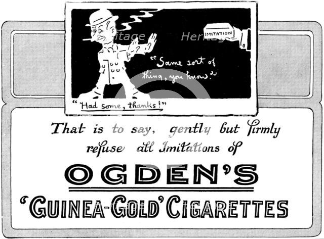 Advertisement for Ogden's 'Guinea-Gold' Cigarettes, 1898. Creator: Unknown.