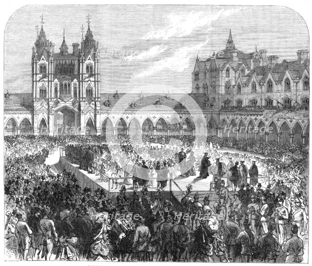 The Opening of Columbia Market...: the Archbishop of Canterbury speaking, 1869. Creator: Unknown.