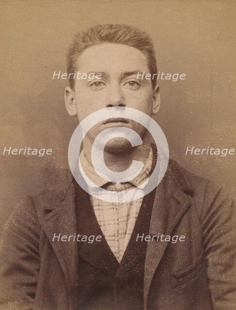 Boulnois. Paul, Cyprien. 20 ans, né à Paris Ille. Employé de commerce. Anarchiste. 6/3/94., 1894. Creator: Alphonse Bertillon.