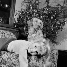 Child, dog and Christmas tree, December 1960. Artist: John Gay