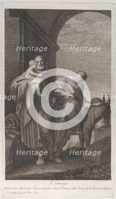 Saint Joseph carrying the Christ Child on the flight into Egypt, 1760-1800. Creator: Giuliano Traballesi.